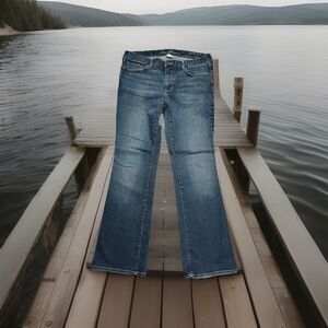 Eddie Bauer Brook Slightly Curvy Bootcut Jeans 12S (32x29.5) Blue Stretch Womens